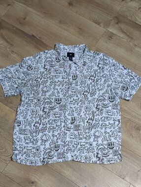H&M Keith haring Black White Short Sleeve shirt Men's Size L